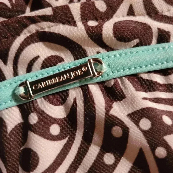 Caribbean Joe 2 Piece Swim Sun Bathing  Suit in size 10 Brown Print with accents - Picture 7 of 8